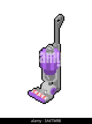 Aspirapolvere portatile Pixel Art. Macchina per la pulizia della casa a 8 bit Illustrazione Vettoriale