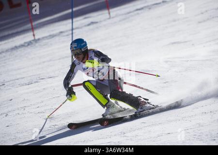 14 febbraio 2015 - Beaver Creek, Colorado, U. S - ERIN MIELZYNSKI del Canada corre durante la prima prova nello Slalom femminile durante il Campionato Mondiale di Sci Alpino 2015. (Immagine di credito: © Jason Connolly/ZUMA Wire/ZUMAPRESS.com) Foto Stock