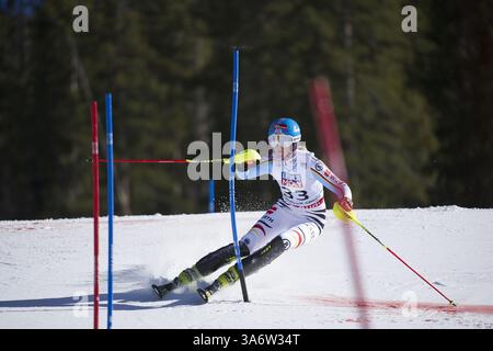 14 febbraio 2015 - Beaver Creek, Colorado, U. S - MAREN WIESLER della Germania corre durante la seconda prova nello Slalom femminile durante il Campionato Mondiale di Sci Alpino 2015. (Immagine di credito: © Jason Connolly/ZUMA Wire/ZUMAPRESS.com) Foto Stock