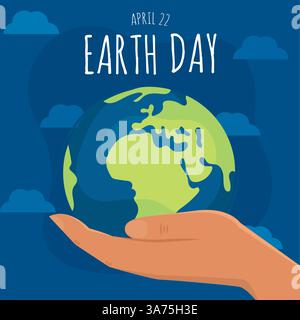 Poster della giornata della Terra con mappamondo Vector Illustrazione Vettoriale