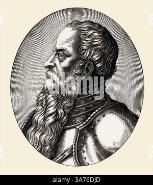 Manasse, Manasse o Manasse, il quattordicesimo re del Regno di Giuda, secondo la Bibbia ebraica, redatta digitalmente Foto Stock