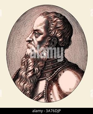 Manasse, Manasse o Manasse, il quattordicesimo re del Regno di Giuda, secondo la Bibbia ebraica, redatta digitalmente Foto Stock