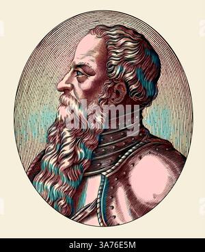 Manasse, Manasse o Manasse, il quattordicesimo re del Regno di Giuda, secondo la Bibbia ebraica, redatta digitalmente Foto Stock