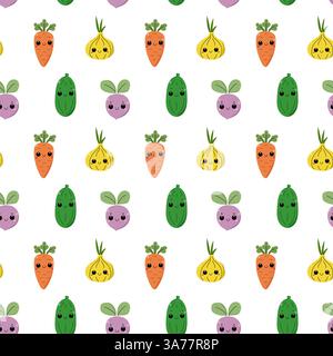 Motivo senza cuciture con verdure colorate. Illustrazione Vettoriale