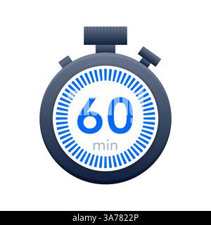Icone timer 60 min e cronometro. Simbolo del conto alla rovescia. Icona del timer della cucina. Illustrazione vettoriale Illustrazione Vettoriale