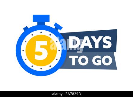 Mancano 5 giorni. Timer per conto alla rovescia. Banner Countdown Left Days. Timer promozione o vendita, sveglia Illustrazione Vettoriale
