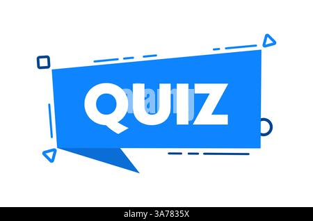 Bolla vocale con la parola Quiz etichetta blu. Illustrazione vettoriale Illustrazione Vettoriale