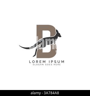 Logo Letter B con design Kangaroo. Alfabeto B con grande combinazione di simbolo Kangaroo Illustrazione Vettoriale