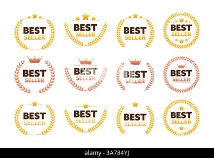 Medaglia d'oro per il BEST seller. Logo retail. Etichetta più venduta. Illustrazione vettoriale Illustrazione Vettoriale