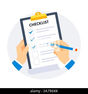 Appunti elenco di controllo. Gestione efficiente delle attività. Formazione efficace di attività e obiettivi aziendali. Illustrazione vettoriale. Illustrazione Vettoriale