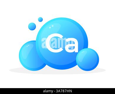 Minerali calcio CA e vitamina per la salute. Elemento chimico della tavola periodica Illustrazione Vettoriale