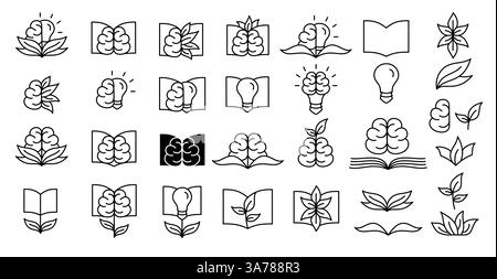 Set di icone vettoriali con semplici illustrazioni a linee nere. Illustrazione Vettoriale