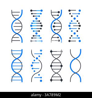 Impostare il DNA genetico a spirale medico. Concetto genetico. Molecola, cromosoma. Illustrazione vettoriale Illustrazione Vettoriale