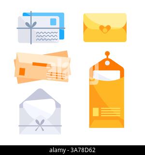 Lettera di busta fatta a mano. Cartoline. Lettere d'invito. Lettera di posta cartacea Illustrazione Vettoriale