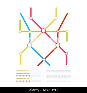 Metropolitana mappa della città. Sistema di trasporto sotterraneo. Trasporti pubblici Illustrazione Vettoriale