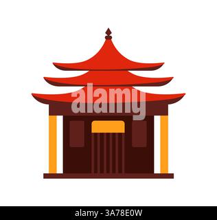 Edifici tradizionali cinesi. Città della Cina. Architettura degli edifici giapponesi Illustrazione Vettoriale