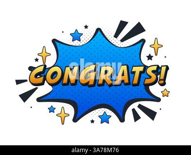 Complimenti per il fumetto che esprime entusiasmo e risultati Illustrazione Vettoriale