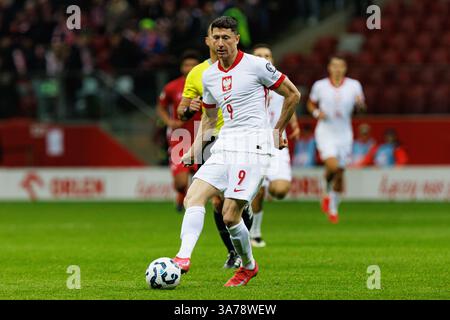 Robert Lewandowski visto durante la partita di qualificazione ai Mondiali 2026 tra le squadre nazionali di Polonia e Malta al PGE Narodowy (Maciej Rogowski) Foto Stock