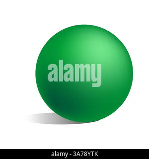 Sfera verde lucido. Sfera di superficie riflettente. Oggetto geometrico 3D. Forma vettoriale isolata. Illustrazione Vettoriale