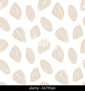 Conchiglie di mare disegnate a mano, capesante blu senza cuciture in stile doodle su sfondo bianco. Sfondo vettoriale shell mare art linea Illustrazione Vettoriale