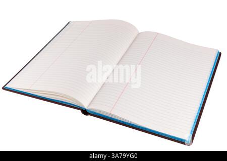 Apri il modello di notebook vintage isolato senza fessure sullo sfondo Foto Stock