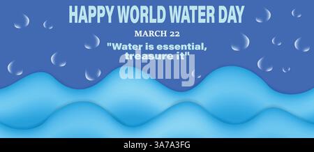 Design del volantino Happy World Water Day con spruzzi d'acqua, 22 marzo banner Happy World Water Day per voi, illustrazione grafica vettoriale Illustrazione Vettoriale