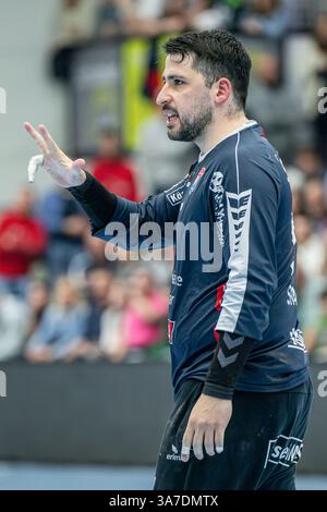Yahav Shamir (TV Huttenberg, 55) 2. HBL; TV Huttenberg - tu Ferndorf: Huttenberg, 26.03.25 crediti: dpa Picture Alliance/Alamy Live News Foto Stock
