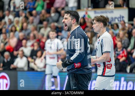 Yahav Shamir (TV Huttenberg, 55) 2. HBL; TV Huttenberg - tu Ferndorf: Huttenberg, 26.03.25 crediti: dpa Picture Alliance/Alamy Live News Foto Stock