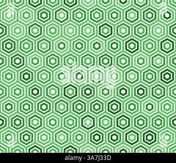 Ripetizione geometrica. Telai esagonali semplici. Toni di colore verde. Forme esagonali. Modello a piastrelle. Illustrazione vettoriale senza interruzioni. Illustrazione Vettoriale