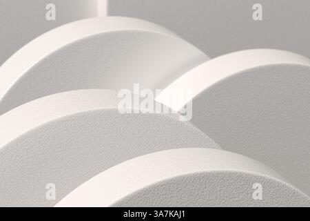 Design con curve stratificate astratte di colore bianco. rendering 3d. Foto Stock