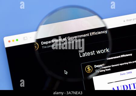 Ostersund, Svezia - 17 marzo 2025: Sito web del Dipartimento dell'efficienza del governo (DOGE ). Foto Stock