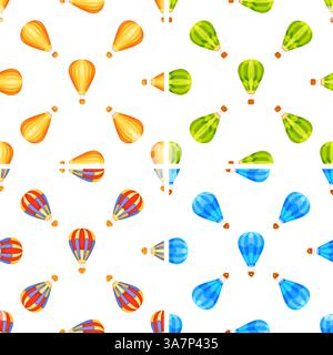Motivo senza cuciture con palloncini colorati che volano in diverse direzioni Illustrazione Vettoriale