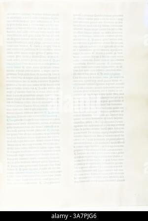 Una pagina di grandi dimensioni piena di testo ricco e ordinato, con un mix di caratteri standard e decorativi, che creano un aspetto elegante e storico. Il testo è presentato in un modo che suggerisce che potrebbe essere parte di un'opera letteraria, manoscritto o documento formale., arte classica con un tocco moderno reimmaginata da Artotop, Folio diciotto dal De locis AC mirabilibus mundi di di Burchard di Sion, o una Geografia miniata, c. 1460, francese (Parigi), scritto da Burchard di Monte Sion (tedesco, attivo XIII secolo), Francia, Folio da un manoscritto parziale con lettere decorate e altre decorazioni Foto Stock