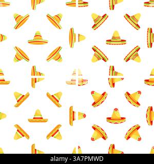 Colorato motivo sombrero che celebra la cultura e le tradizioni messicane Illustrazione Vettoriale