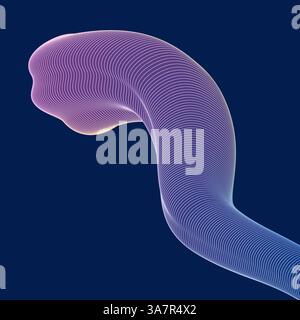 Linee che creano una forma organica astratta. Line - art Modern Vector Illustration. Illustrazione Vettoriale