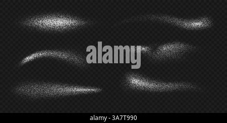 La farina in polvere spruzza con polvere bianca realistica e particelle di grana. Vista dall'alto Vector 3d con lievito diffuso farina fine e cereali in polvere di grano Illustrazione Vettoriale