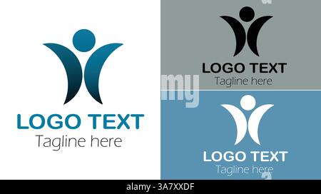 Design astratto del logo della figura umana Illustrazione Vettoriale