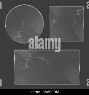 Sfondo omogeneo solido. Circolare, quadrata, rettangolare. Struttura in vetro frantumato. Moderna composizione vettoriale. Illustrazione Vettoriale