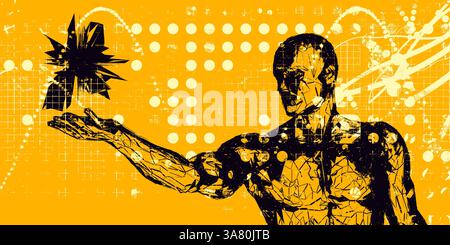 Concetto di deep learning e tecnologia di elaborazione del cervello ai Foto Stock