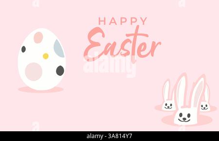 Buona Pasqua con il concetto di banner di auguri Egg and Bunnies Illustrazione Vettoriale