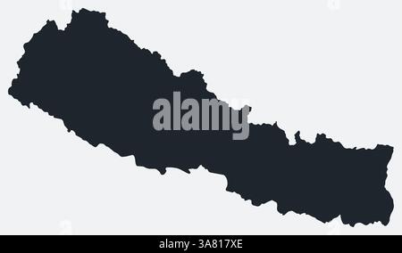 Mappa del Nepal. Solo una semplice mappa dei confini. La forma del paese. Profilo nepalese vuoto. Illustrazione del contorno vettoriale. Illustrazione Vettoriale