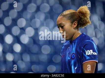 Londra, Regno Unito. 27 marzo 2025. Lauren James del Chelsea durante la partita di UEFA Women's Champions League allo Stamford Bridge di Londra. Il credito per immagini dovrebbe essere: David Klein/Sportimage Credit: Sportimage Ltd/Alamy Live News Foto Stock