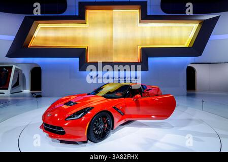 07 febbraio 2013 - Chicago, Illinois, Stati Uniti - la Chevrolet Corvette Stingray 2014 in mostra al Chicago Auto Show 2013 al McCormick Place Convention Center. (Immagine di credito: © Robin Alam/ZUMAPRESS.com) Foto Stock