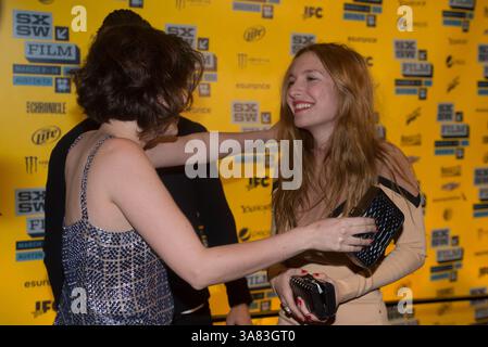 12 marzo 2013 - ROXANE MESQUIDA, MILO VENTIMIGLIA e JOSEPHINE DE LA BAUME partecipano alla premiere del film SXSW per You're Next, Austin, Texas, U. S (immagine di credito: © Sandy Carson/ZUMAPRESS.com) Foto Stock