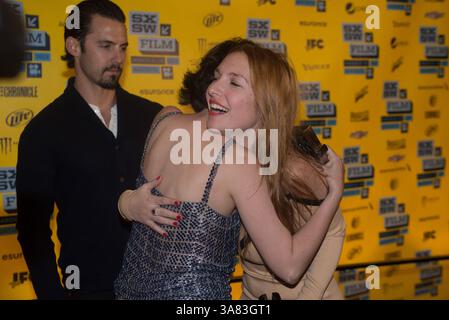 12 marzo 2013 - ROXANE MESQUIDA, MILO VENTIMIGLIA e JOSEPHINE DE LA BAUME partecipano alla premiere del film SXSW per You're Next, Austin, Texas, U. S (immagine di credito: © Sandy Carson/ZUMAPRESS.com) Foto Stock