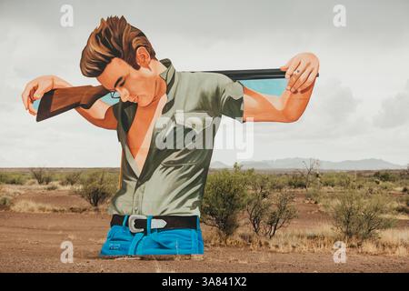 James Dean, set tributo al film Giant Near Marfa, Texas. Foto Stock