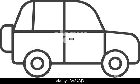 Icona di un SUV in linea con corsa piatta. Illustrazione del vettore automobilistico su sfondo isolato. Concetto di business della segnaletica di trasporto. Illustrazione Vettoriale