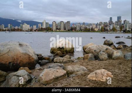 Kitsilano Beach in autunno, Vancouver, British Columbia, Canada Foto Stock