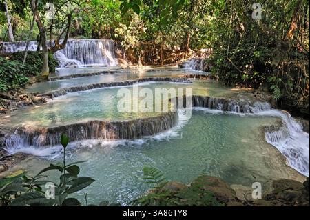 Cascate di Kuang si, Luang Prabang, Laos Foto Stock
