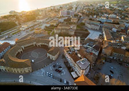 Veduta aerea del foro Annonario a Senigallia Foto Stock